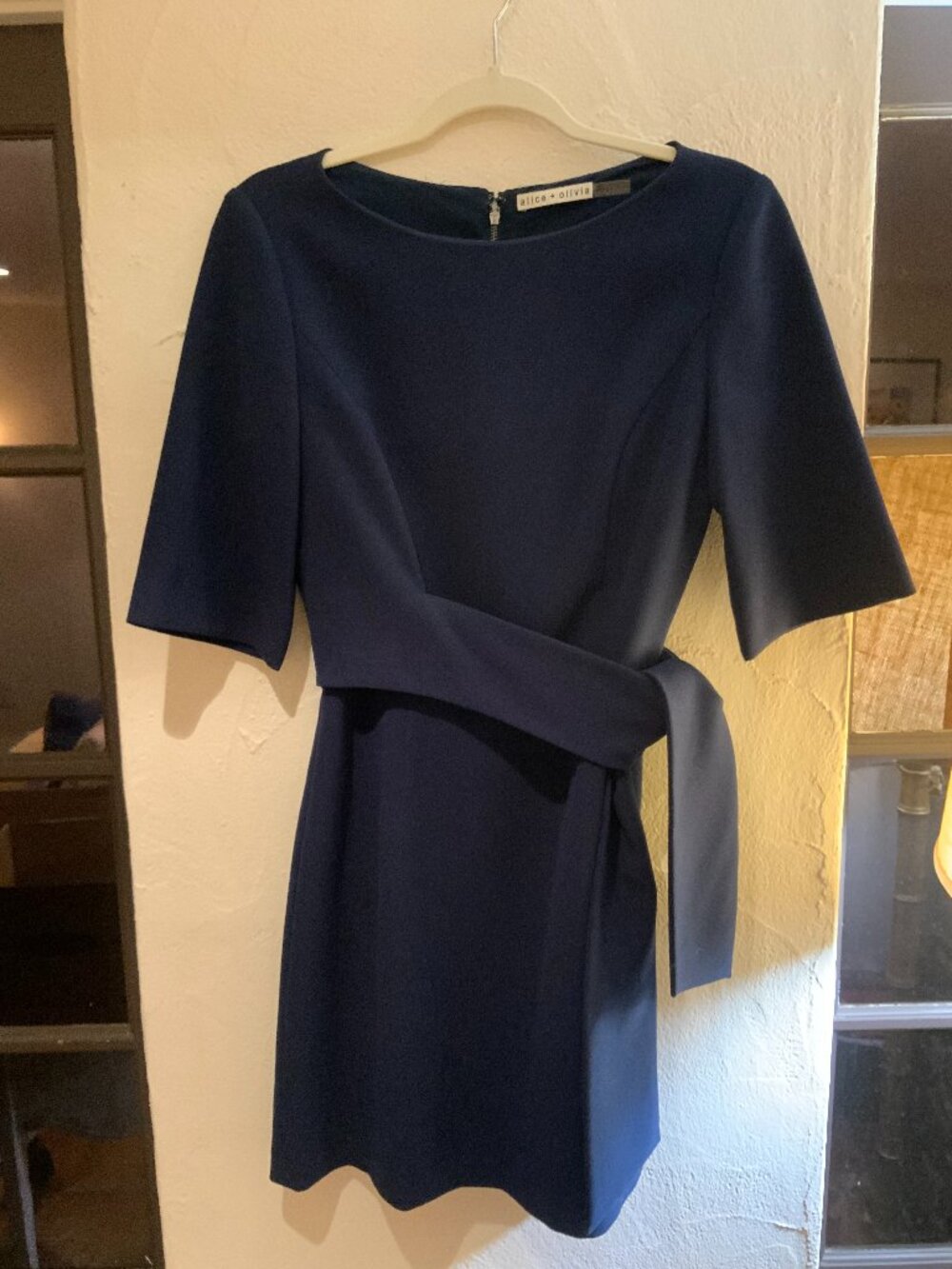 Alice + Olivia Navy Tie Waist Mini Dress Size 6